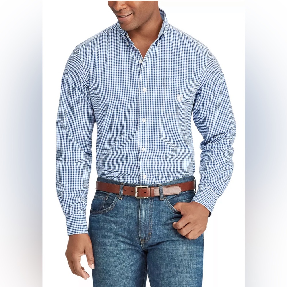 Chaps Blue and White Gingham Shirt size XL